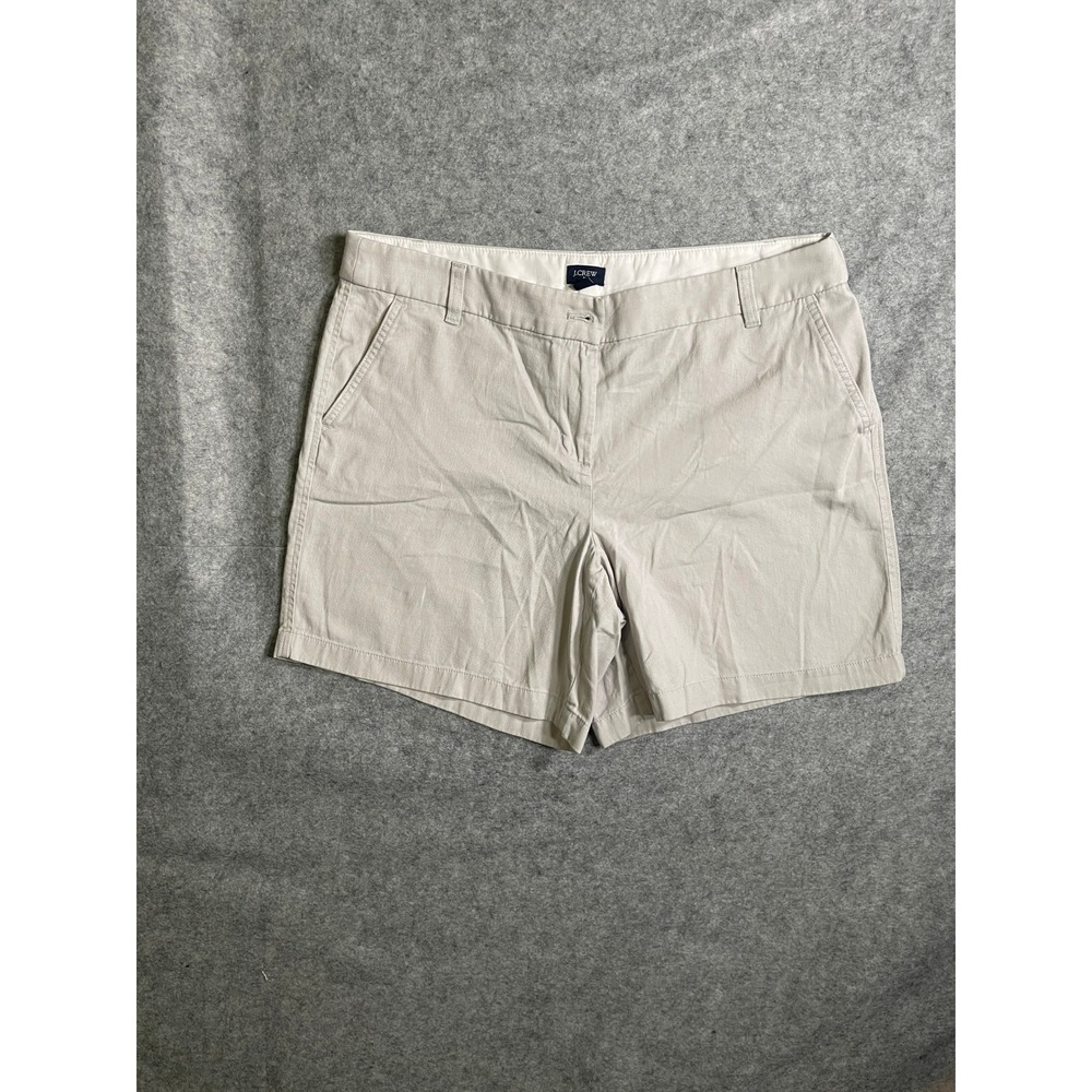 J.Crew Womens Chino Shorts‎ Size 14 Light Khaki Tan Cotton Twill Mid Rise